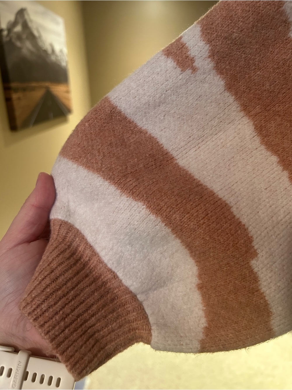 Cozy Striped Crewneck Sweater - Blush & Cream - Picture 3 of 4